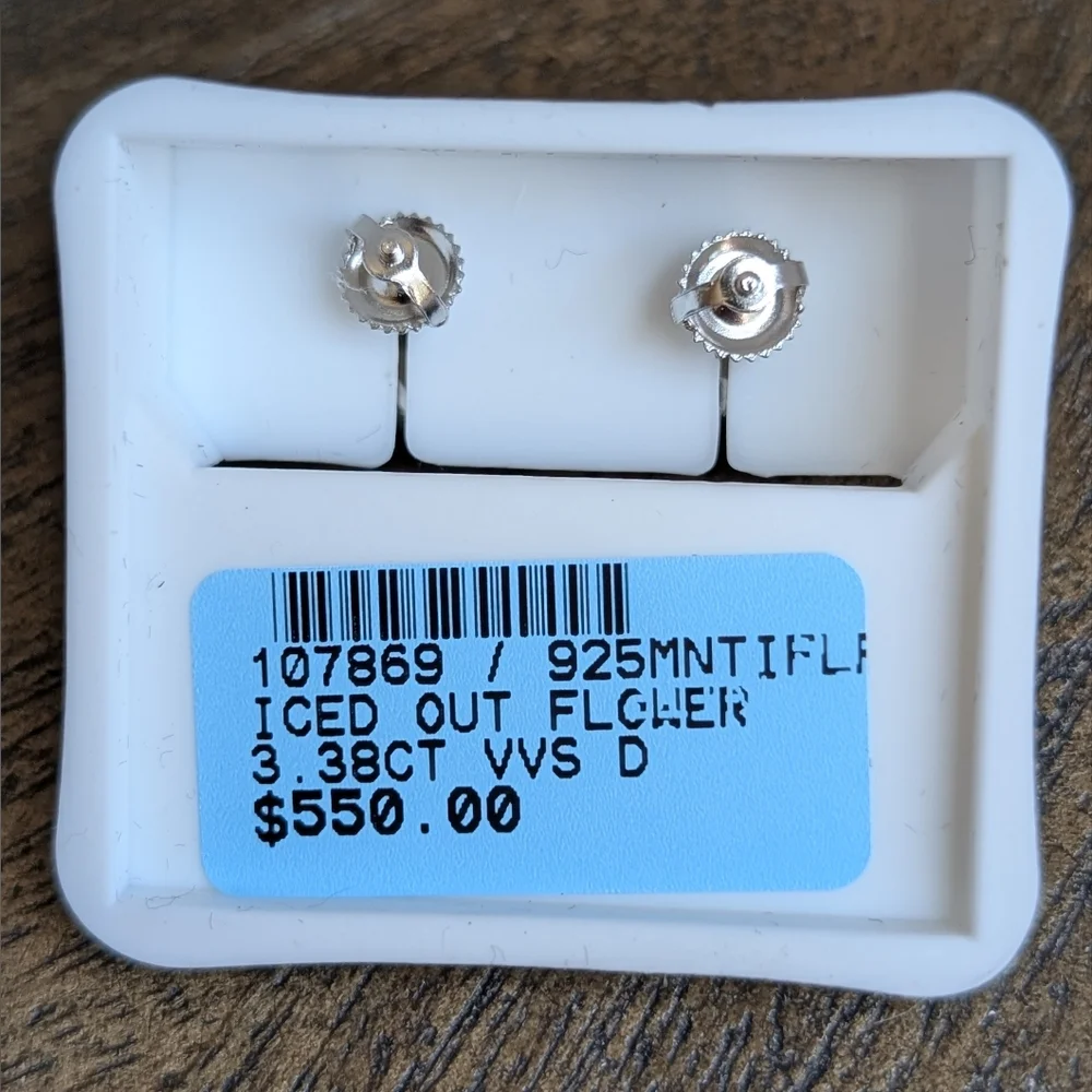 3ct Moissanite Flower Earrings In Sterling Silver 925 NWOT - Picture 10 of 11